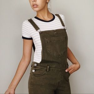 Kendall + Kylie Army Green Stretch Overalls